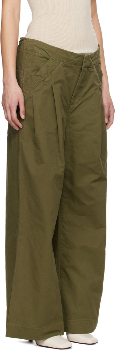 Nohavice Entire Studios Entire Studios Wares Pleated Wide-Leg Trousers Zelené | ESU-S25-3007-AR, 1