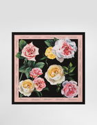 Dolce & Gabbana Rose and Peony Print Silk Twill Square Scarf