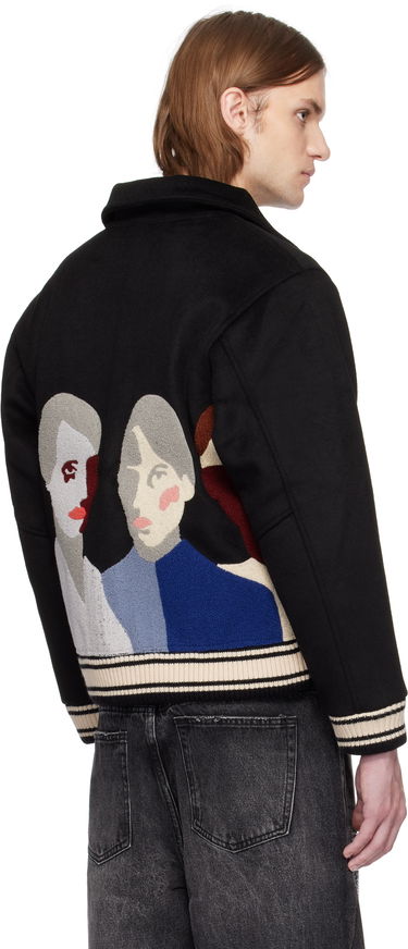 Bomber bunda KidSuper KidSuper Patchwork Portraits Wool Varsity Jacket Čierna | SS25-OW-04, 2