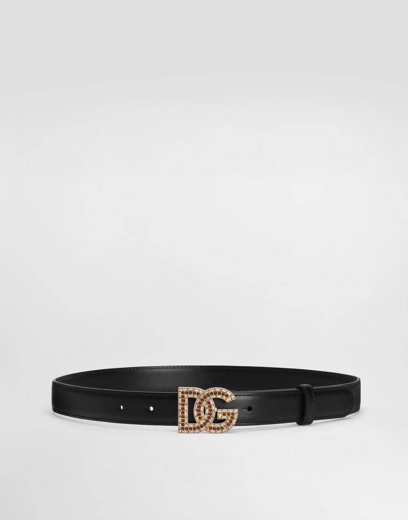 Opasok Dolce & Gabbana Calfskin Belt With Dg Logo 65 Čierna | BE1682AW57680999