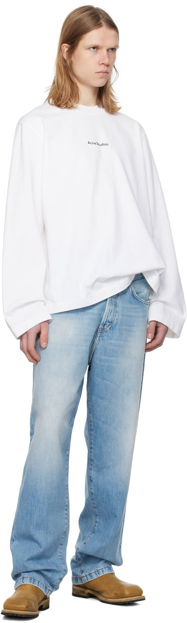 Tričko Acne Studios White Printed Logo Long Sleeve T-Shirt Biela | CL0270-, 3