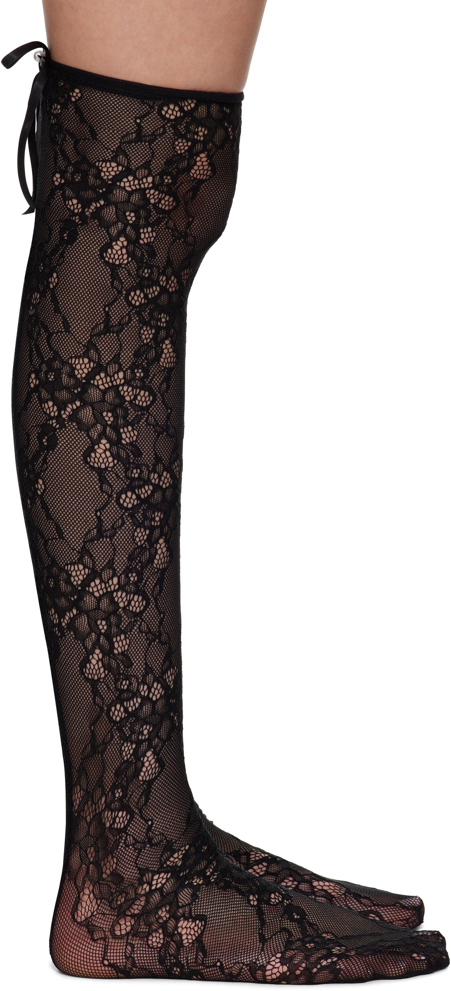 Ponožky Ambush AMBUSH Lace Ribbon Thigh-High Socks Čierna | 12115422, 0