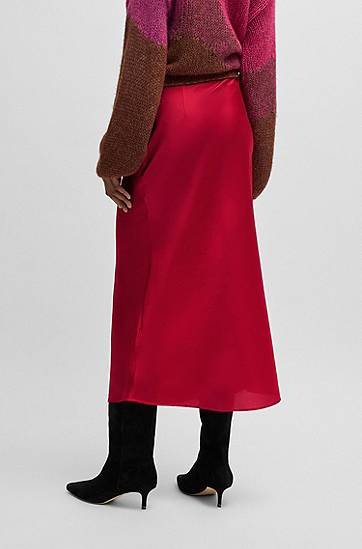 Sukňa BOSS Hammered Satin Midi Skirt Červená | 50522650, 1