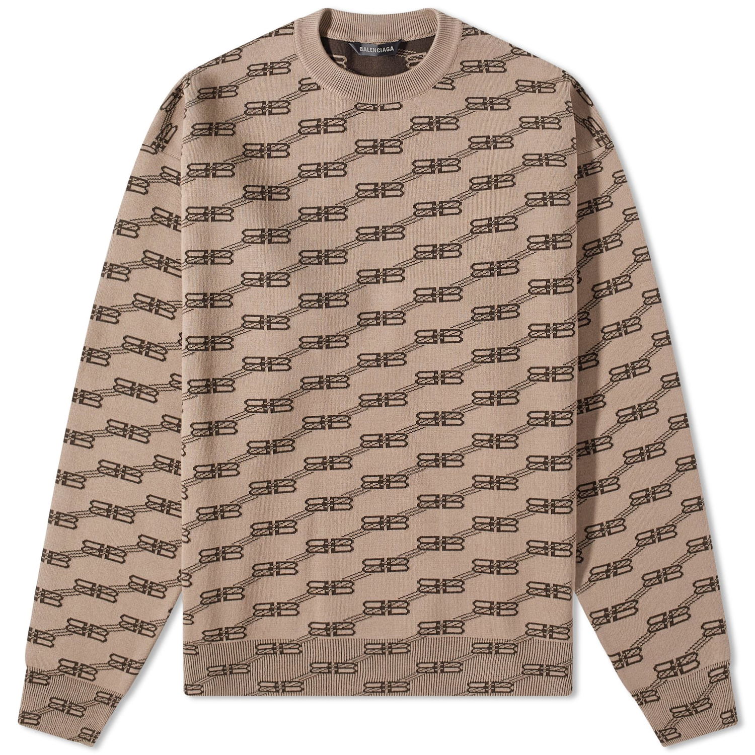 Sveter Balenciaga Monogrammed Crew Knit Hnedá | 733859-T3253-9378, 0