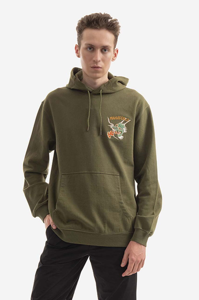 Mikina Maharishi Embroidered Hoodie Zelené | 8076.OLIVE