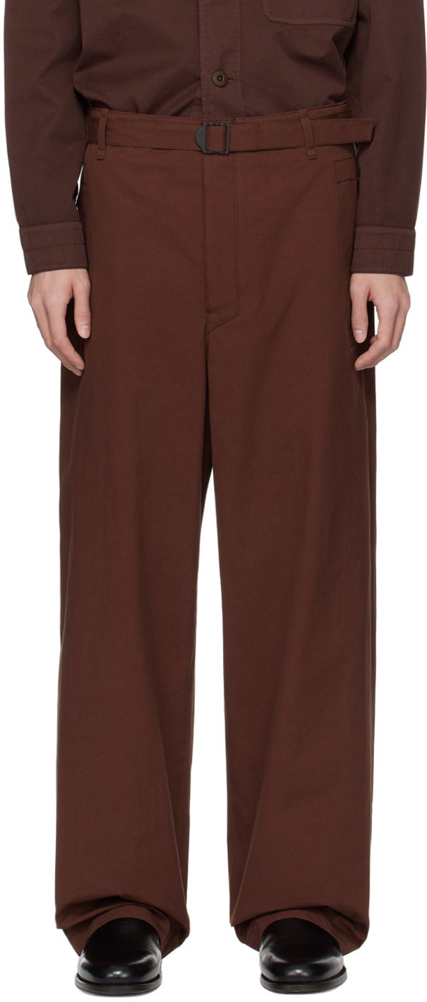 Nohavice LEMAIRE LEMAIRE Seamless Belted Trousers Hnedá | PA1106 LF1220, 0