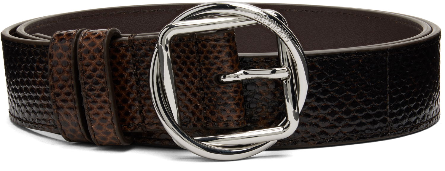 Opasok Jacquemus 'The Salon' Snake-Embossed Sculptural Buckle Belt Hnedá | 25HBEU00345AC05G03, 0