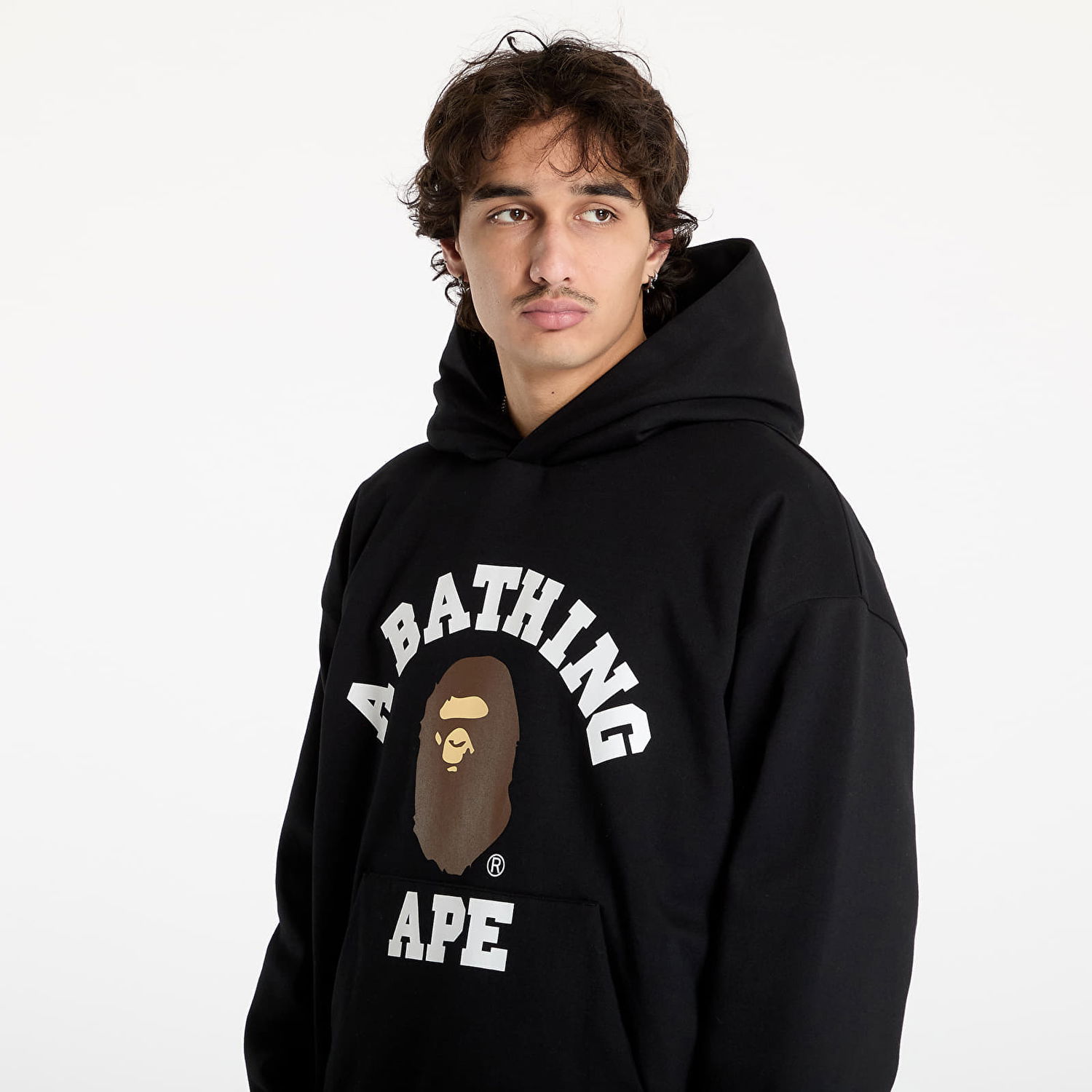 Mikina BAPE College Puffy Relaxed Fit Pullover Hoodie Čierna | 001PPK801012M BLK, 1