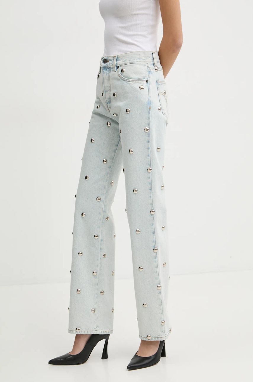 Džínsy Fiorucci Fiorucci High-Waisted Studded Wide-Leg Jeans Modrá | U01FMDJE075DN06DN08, 0