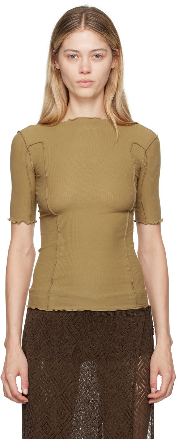 Tričko Baserange Fitted Ribbed Tee Zelené | TTO3-RB-AU24