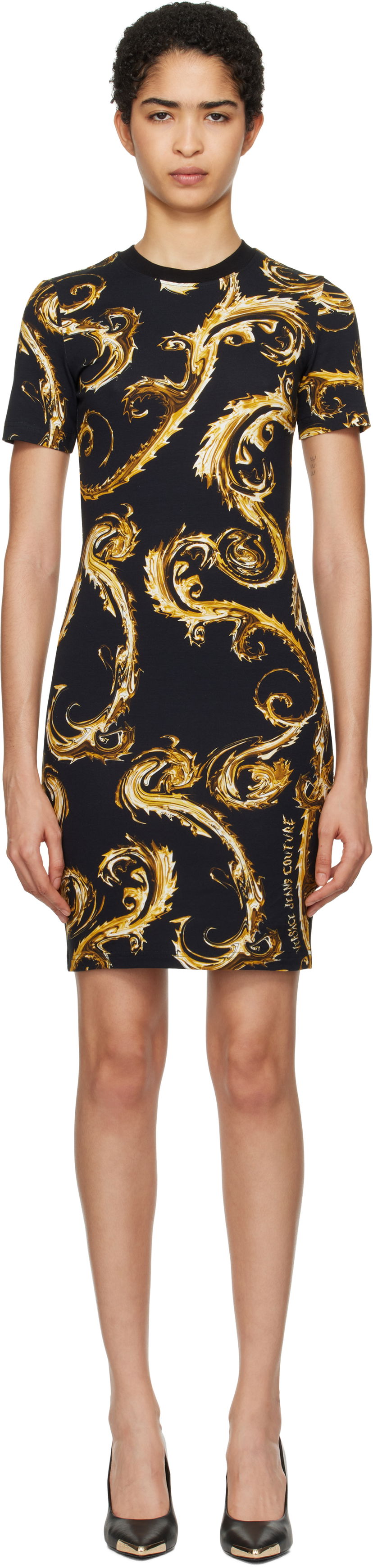 Šaty Versace Couture Print T-Shirt Minidress Čierna | E77HAO939_EJS409