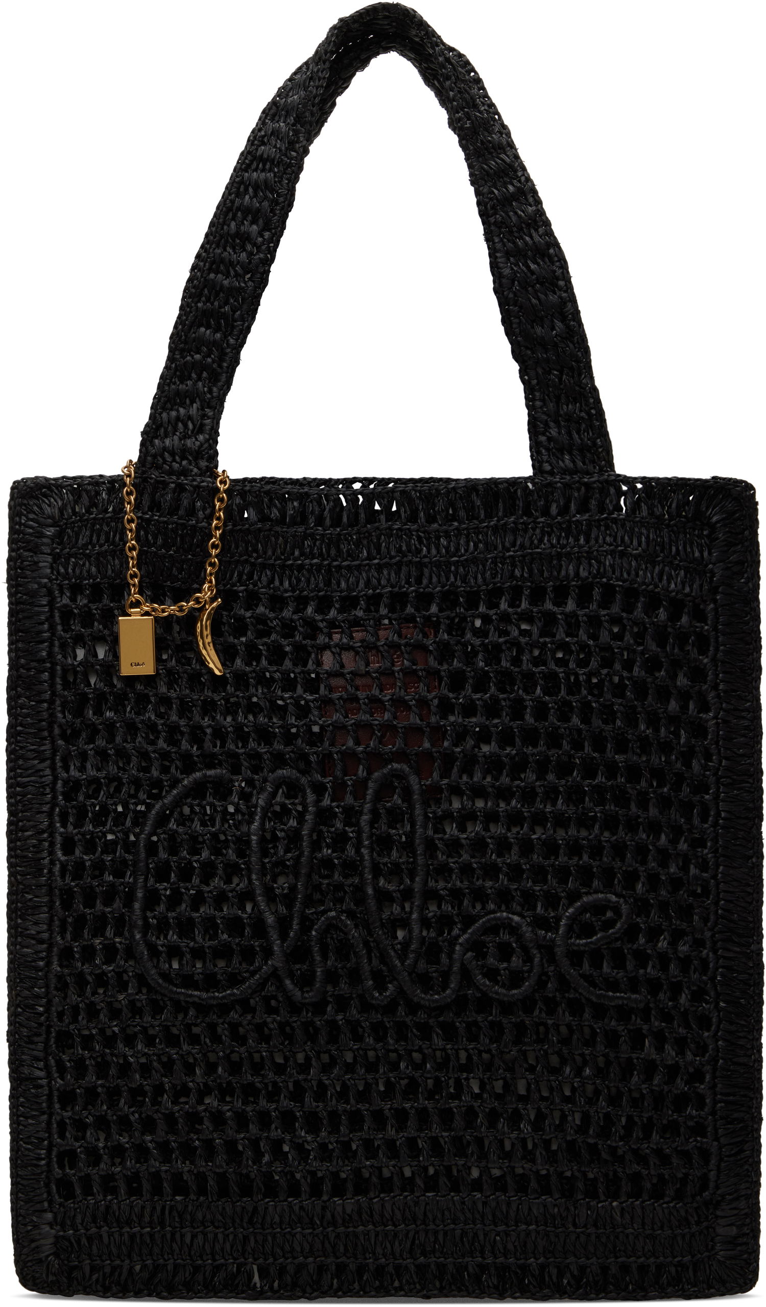 Tote bag CHLOÉ Chloé Summer Banana Raffia Tote Čierna | CH25US901P08, 0