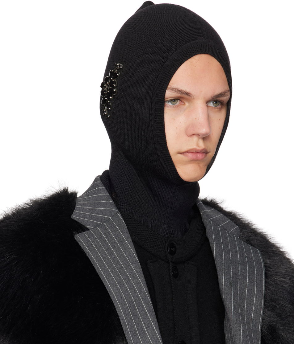 Kulicha Simone Rocha Simone Rocha Merino Silk Knit Balaclava with Crystal Embellishments Čierna | KMK5MB 0647, 1