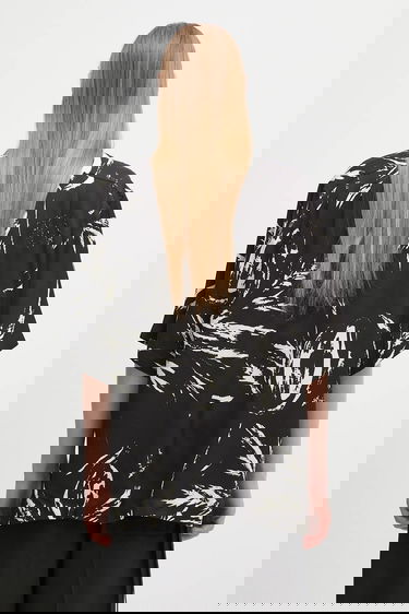 Košeľa Wales Bonner Wales Bonner Highlife Bowling Relaxed Fit Classic Collar Short Sleeve Abstract Print Shirt Čierna | MS25SH08.VI05.9900, 2