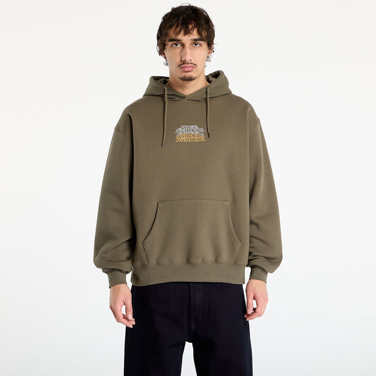 Mikina Horsefeathers Rollin Graphic Print Hoodie with Kangaroo Pocket Zelené | SM1388B, 0