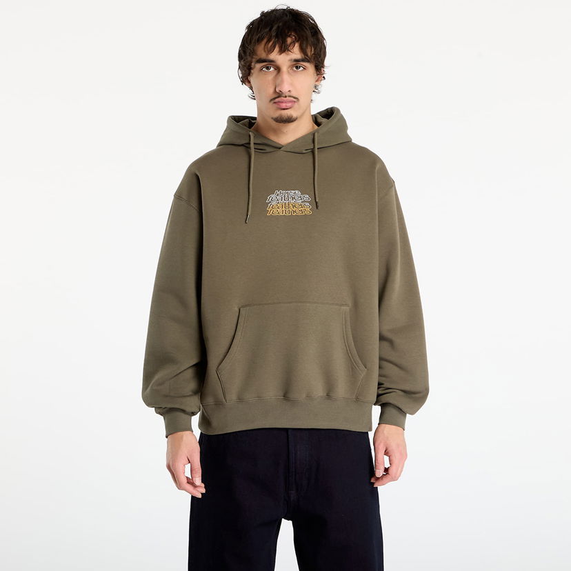 Mikina Horsefeathers Rollin Graphic Print Hoodie with Kangaroo Pocket Zelené | SM1388B