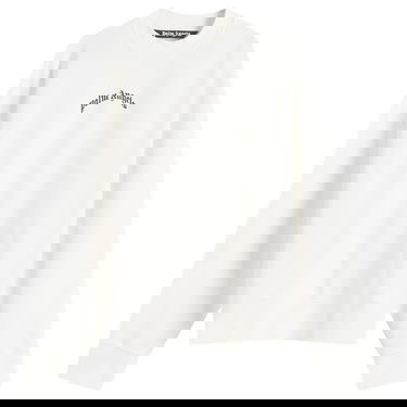 Mikina Palm Angels Curved Logo Crew Sweat Off White/Black Biela | PMBA080S25FLE0010310, 0