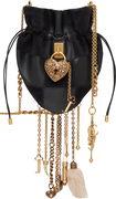 Château Treasures Charm-Embellished Drawstring Crossbody Bag