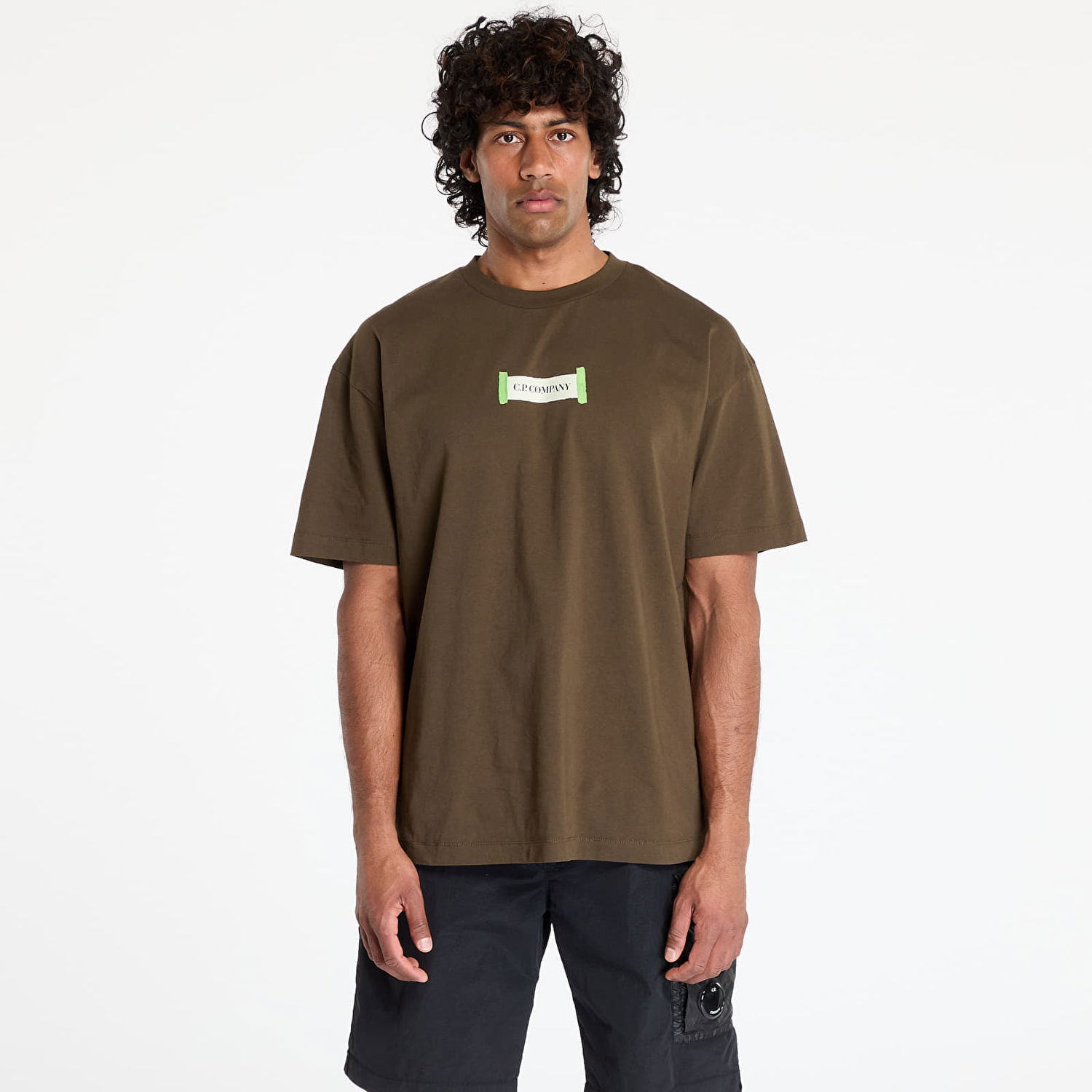 Tričko C.P. Company C.P. Company Logo-Print T-Shirt Zelené | 18CMTS148A006586W-683, 0