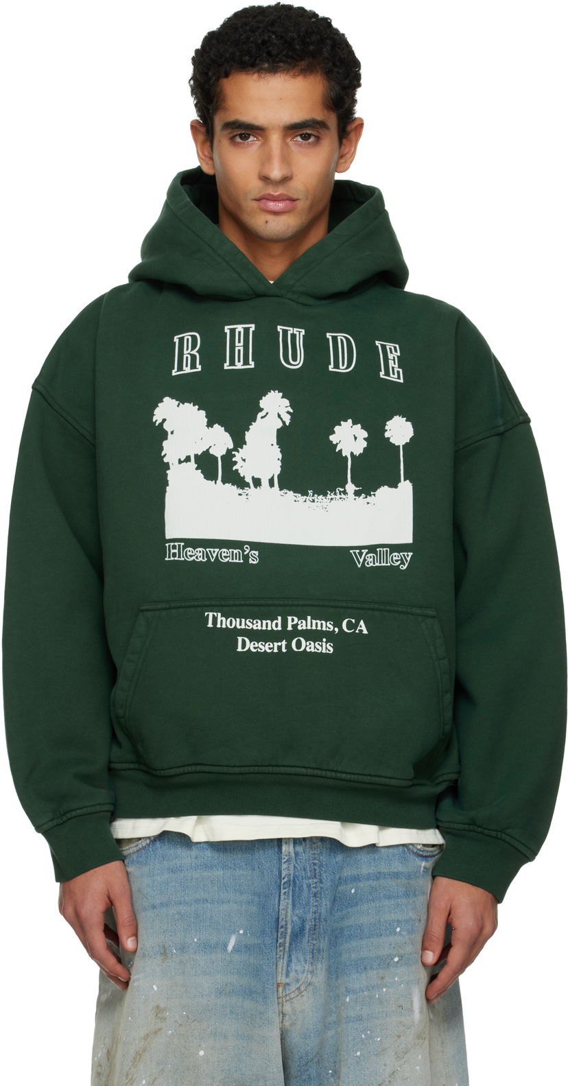 Mikina Rhude Thousand Palms Hoodie Zelené | RHFW25HO03012