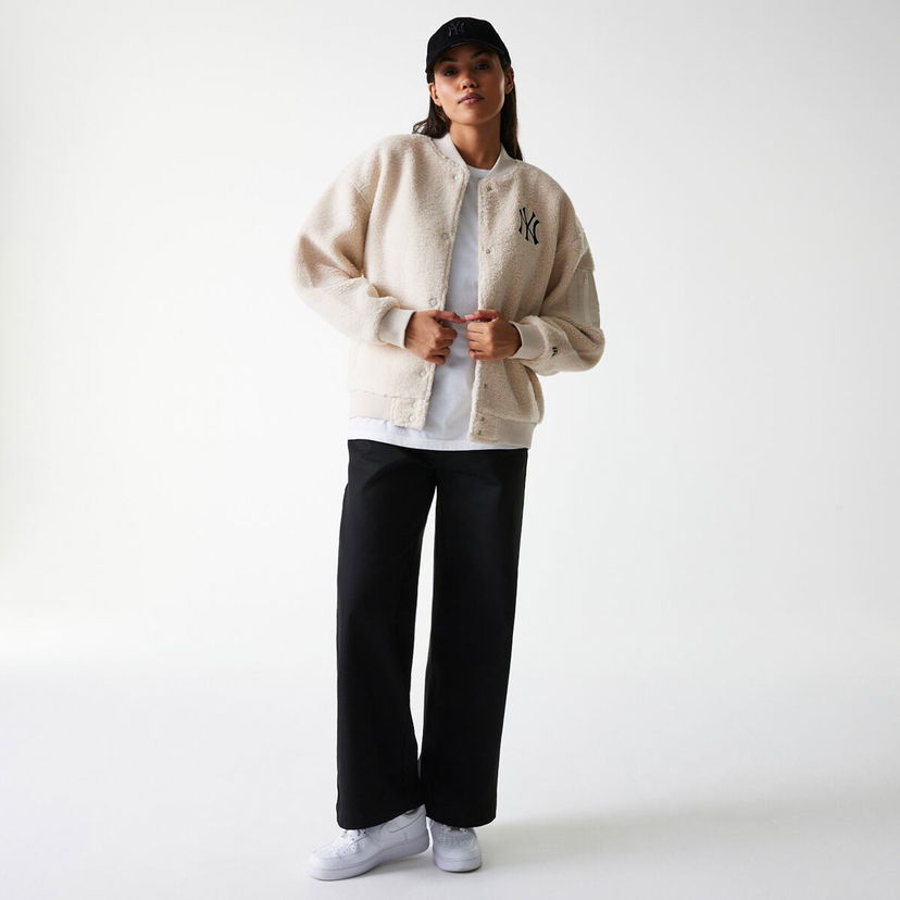 Bomber bunda New Era New Era MLB Sherpa Bomber Jacket NY Yankees Béžová | 60684447