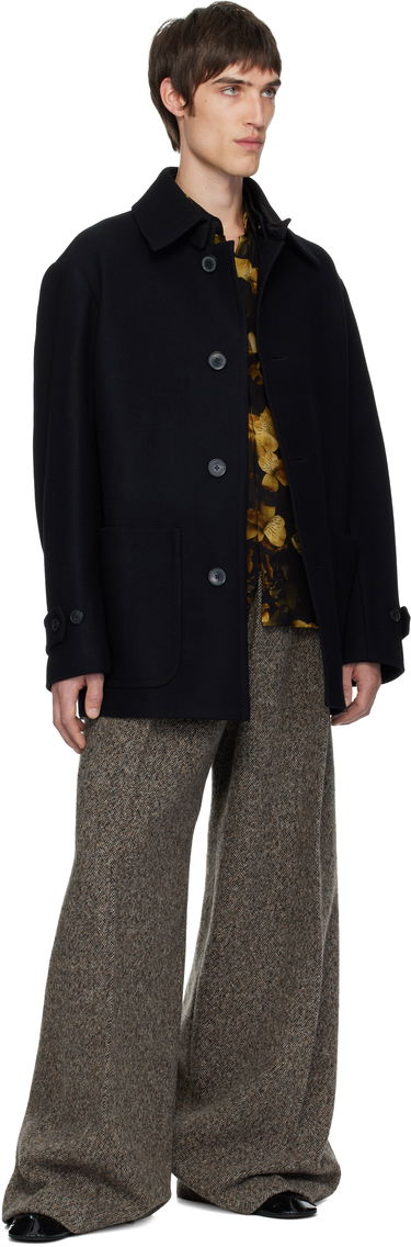 Kabáty Dries Van Noten Single-Breasted Wool Coat Čierna | 252-020239-2216, 3