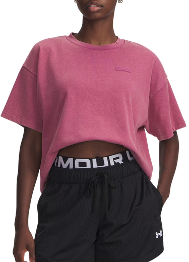 Crop Top Under Armour Boxy Cropped Washed Short Sleeve T-Shirt Ružová | 6007690-659, 0