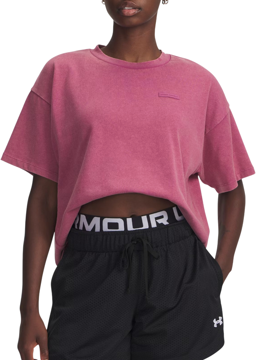 Crop Top Under Armour Boxy Cropped Washed Short Sleeve T-Shirt Čierna | 6007690-659