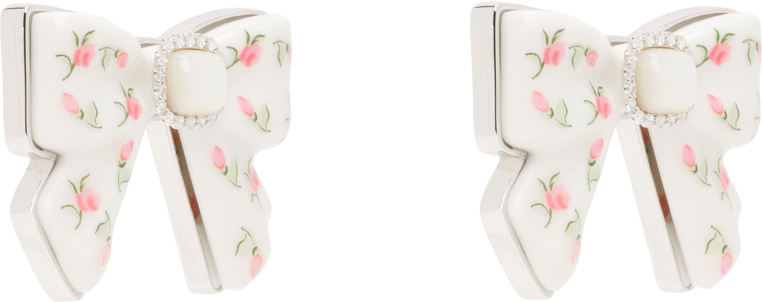 Náušnice SHUSHU/TONG YVMIN Edition Ceramics Bowknot Nacre Earrings Biela | 25622LGP00DN2, 1