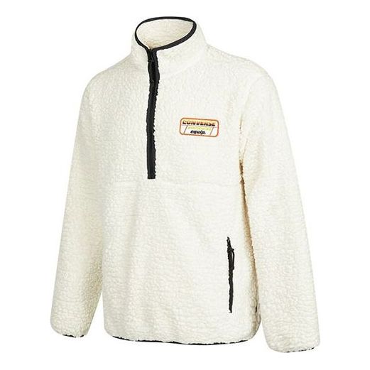 Sveter Converse Logo Half Zipper Stand Collar Jacket Biela | 10023063-A03
