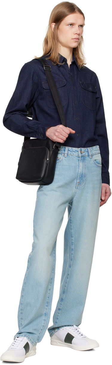 Taška cez rameno BOSS BOSS Grained Leather Reporter Bag Čierna | 50536134, 3