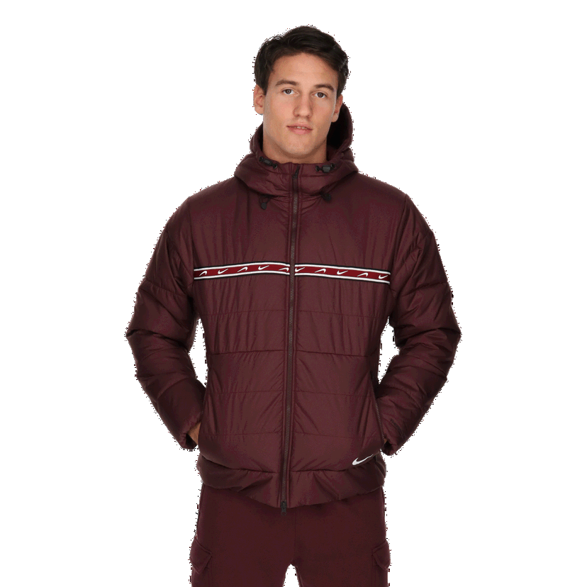 Prešívaná bunda Nike Sportswear Repeat Hooded Puffer Jacket Vínová | DX2037-652