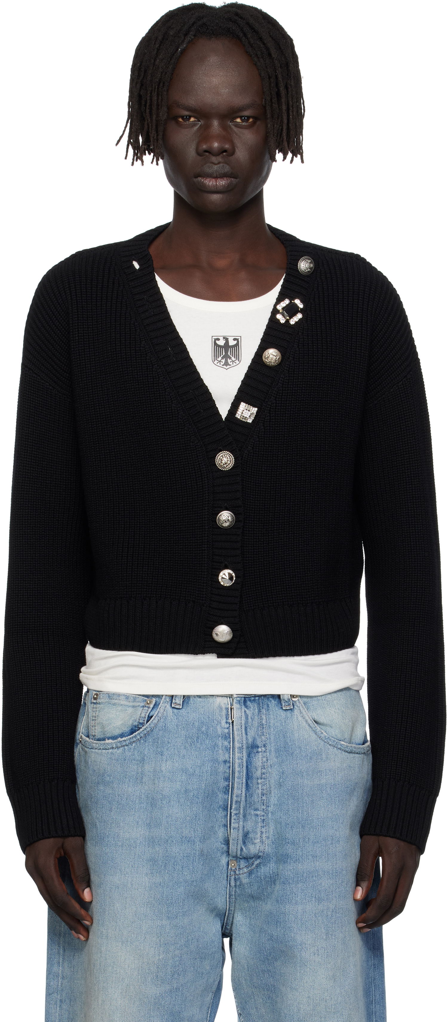 Sveter VETEMENTS VETEMENTS Fancy Button Cropped Cardigan Čierna | WH76KN220B, 0