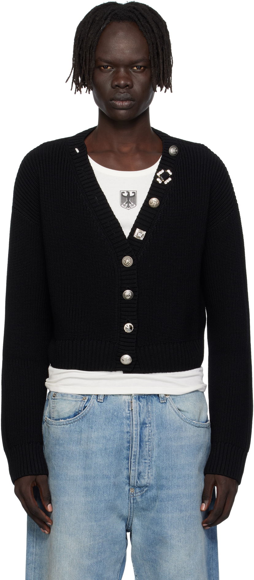 Sveter VETEMENTS VETEMENTS Fancy Button Cropped Cardigan Čierna | WH76KN220B