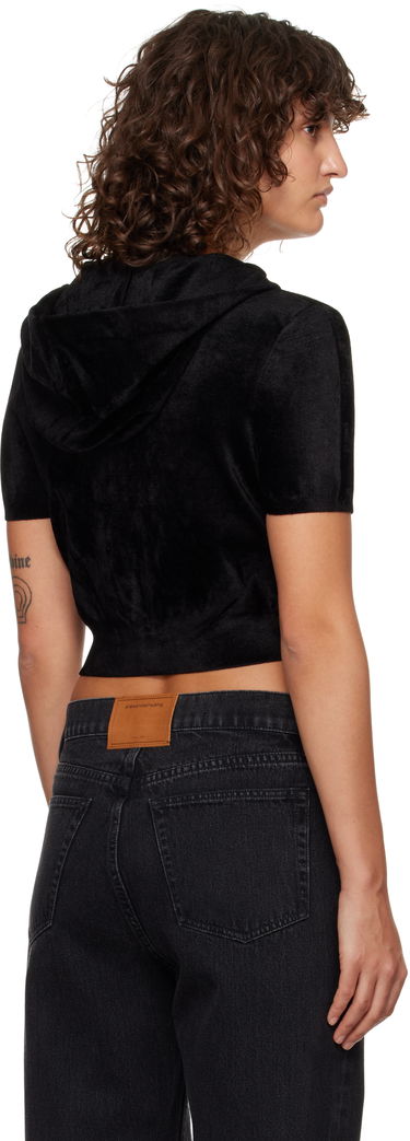 Mikina Alexander Wang Alexander Wang.t Cropped Velour Zip-Up Hoodie Čierna | 4KC4243003, 2