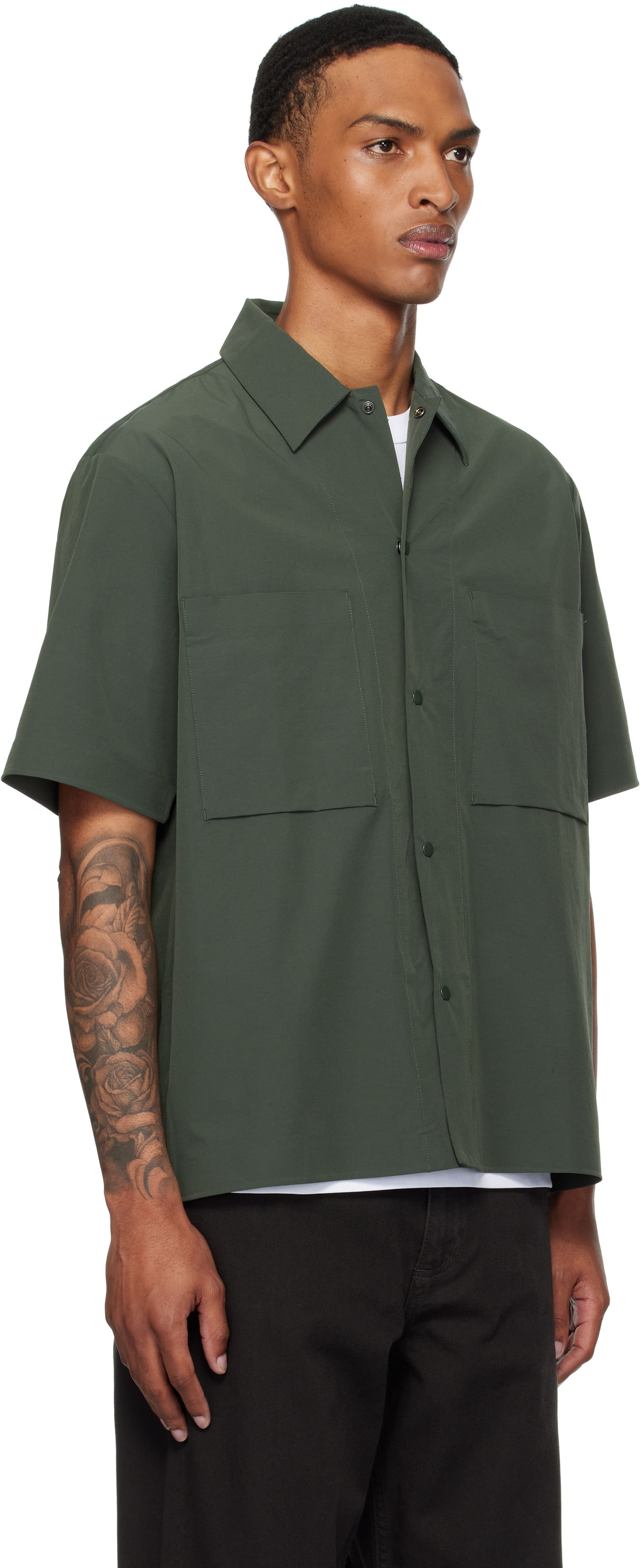 Košeľa NORSE PROJECTS Norse Projects Hermann Travel Light Short Sleeve Shirt Zelené | N40-0824, 1