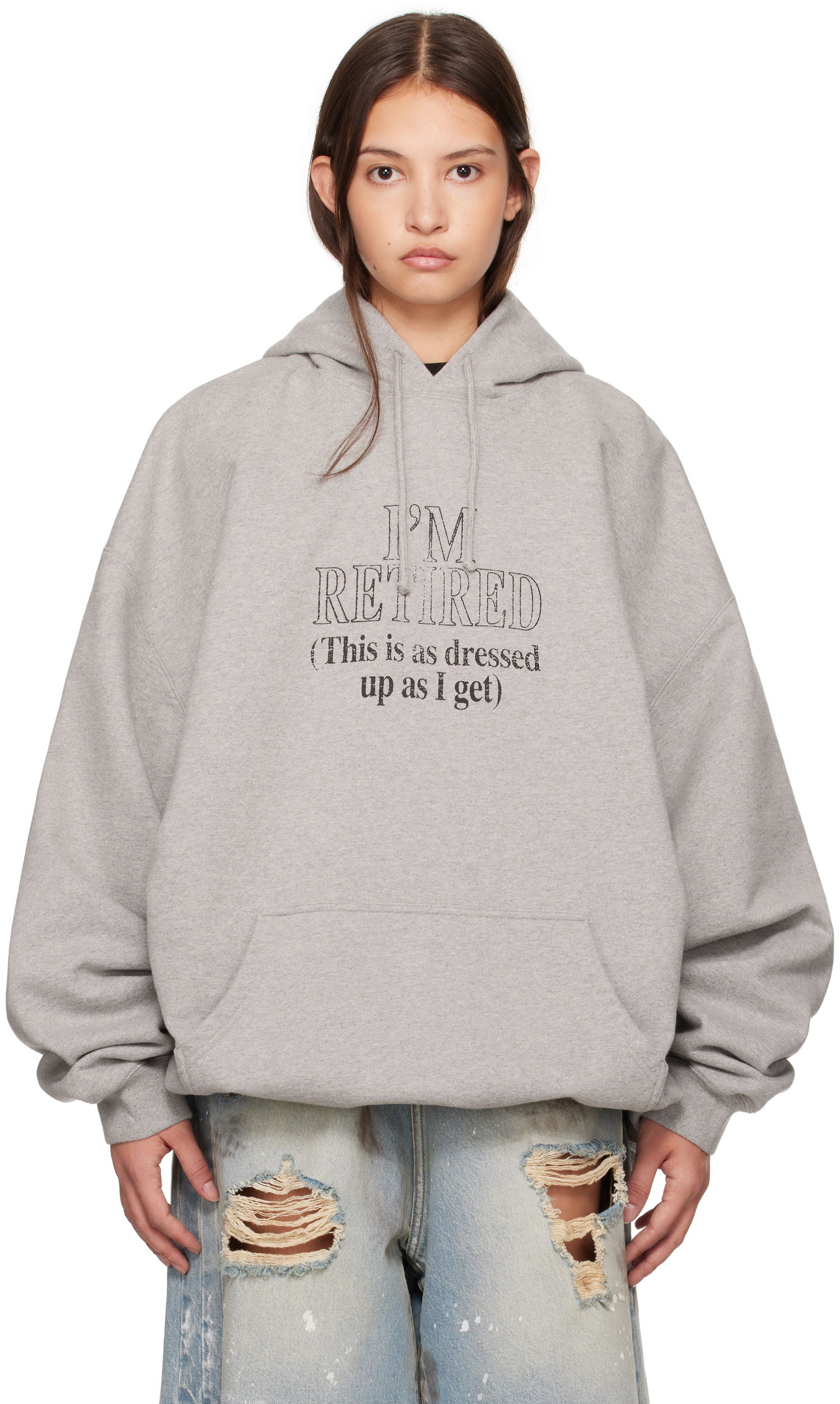 Mikina VETEMENTS 'I'm Retired' Oversized Hoodie Šedá | UA66HD710G, 0