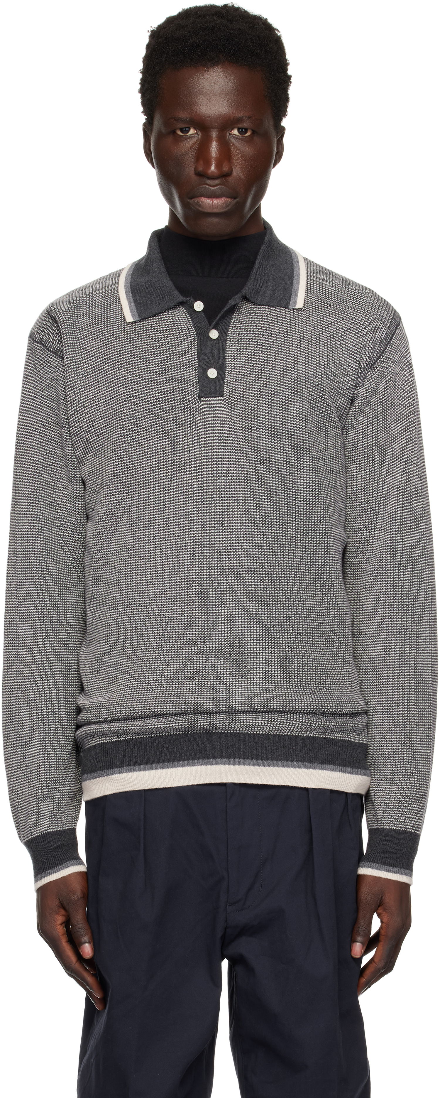 Polo tričko BEAMS BEAMS PLUS Knit Collar Line Polo Šedá | 38120030156, 0