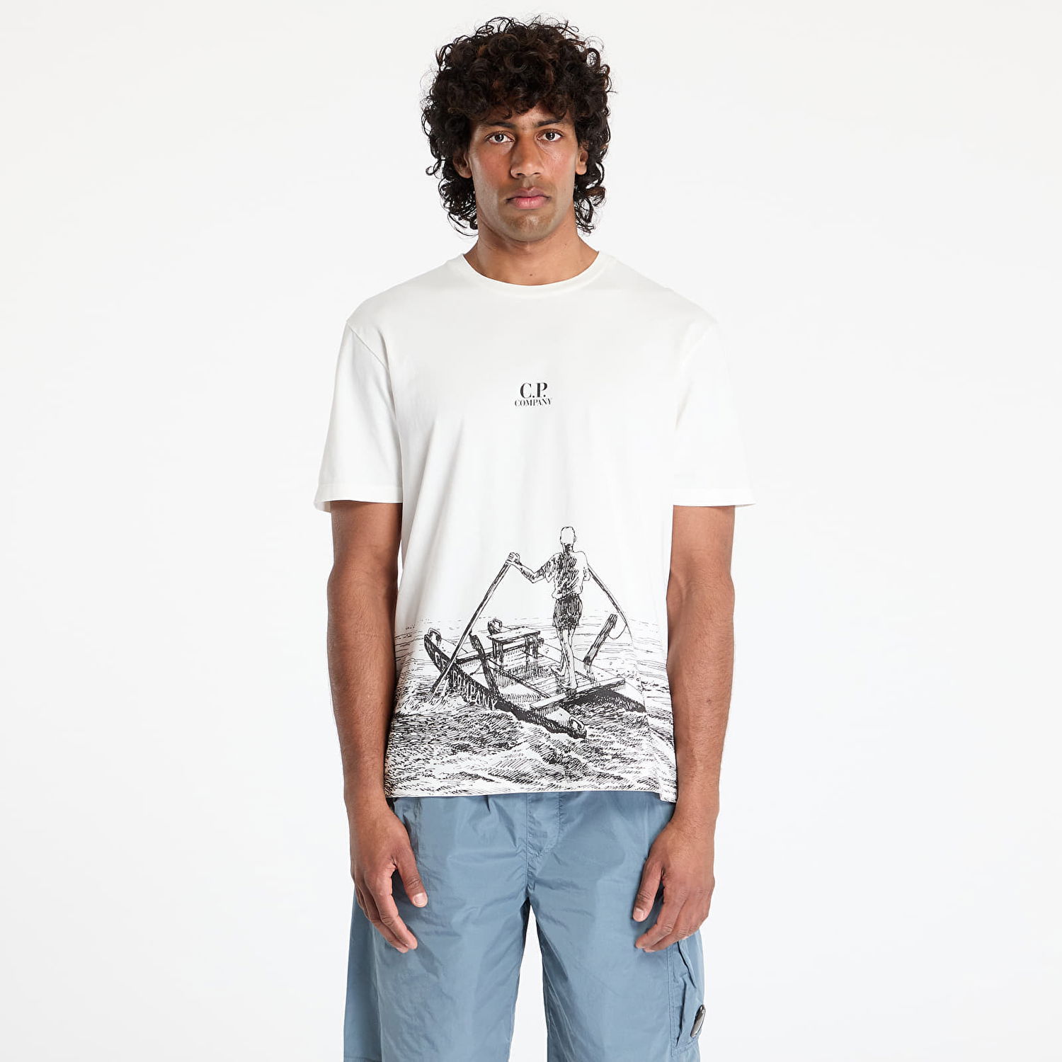 Tričko C.P. Company Graphic-Print T-Shirt Biela | 18CMTS318A005431G-103, 0