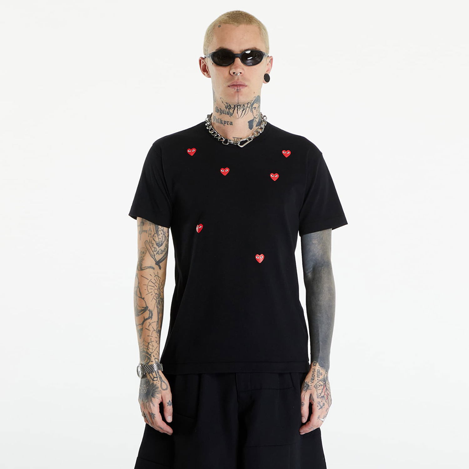 Tričko Comme des Garçons PLAY Short Sleeve Logo Print T-Shirt UNISEX Black Čierna | AXT338 black, 0