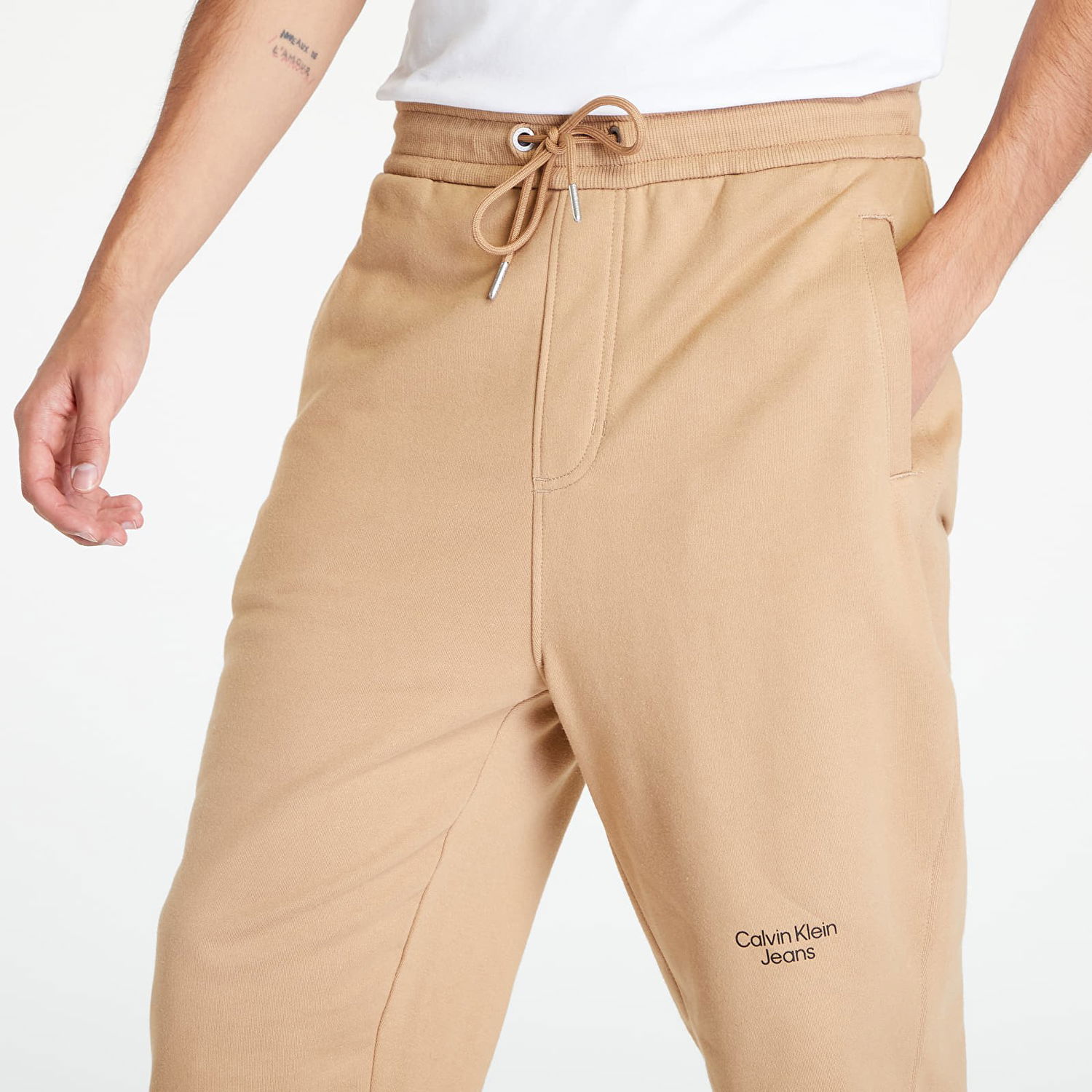 Tepláky CALVIN KLEIN Stacked Logo Hwk Pant Béžová | J30J320590 GV7, 1