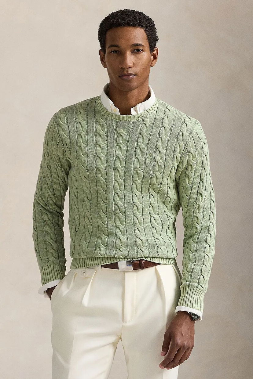 Sveter Polo by Ralph Lauren Polo Ralph Lauren Cable Knit Pullover Sweater Zelené | 710965867