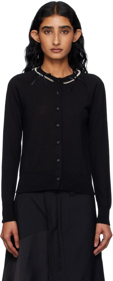 Sveter Simone Rocha Simone Rocha Pearl & Chain Bow Cardigan Čierna | KMK13B 0647, 0