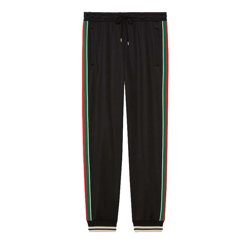 Nohavice Gucci Technical Jersey Track Pants Black Čierna | 698426XJEES1152