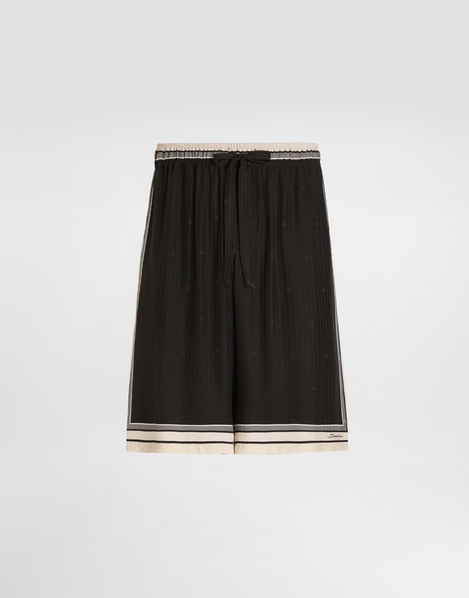 Šortky Dolce & Gabbana Logo And Stripe-print Vanity Silk Bermuda Shorts Čierna | GV5MATHI11THN5WH, 0