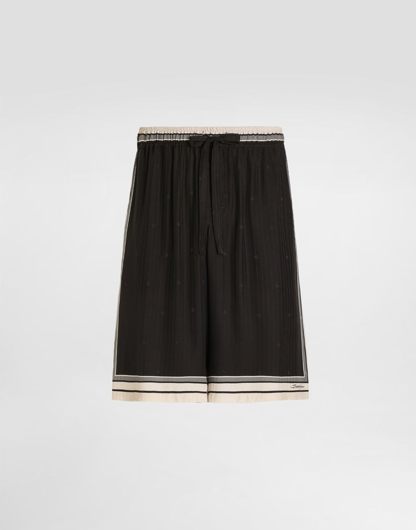 Šortky Dolce & Gabbana Logo And Stripe-print Vanity Silk Bermuda Shorts Čierna | GV5MATHI11THN5WH