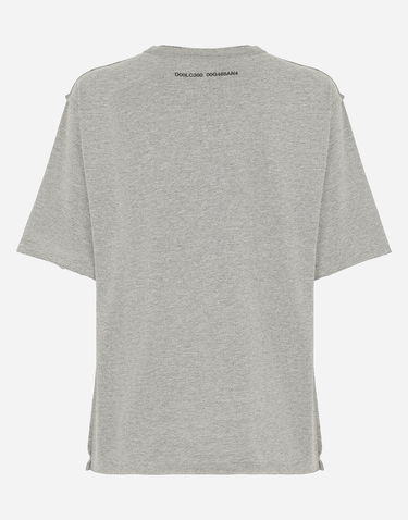 Tričko Dolce & Gabbana Cotton Interlock T-shirt With Logo Print Šedá | G8RF4TG7K0CS8290, 1