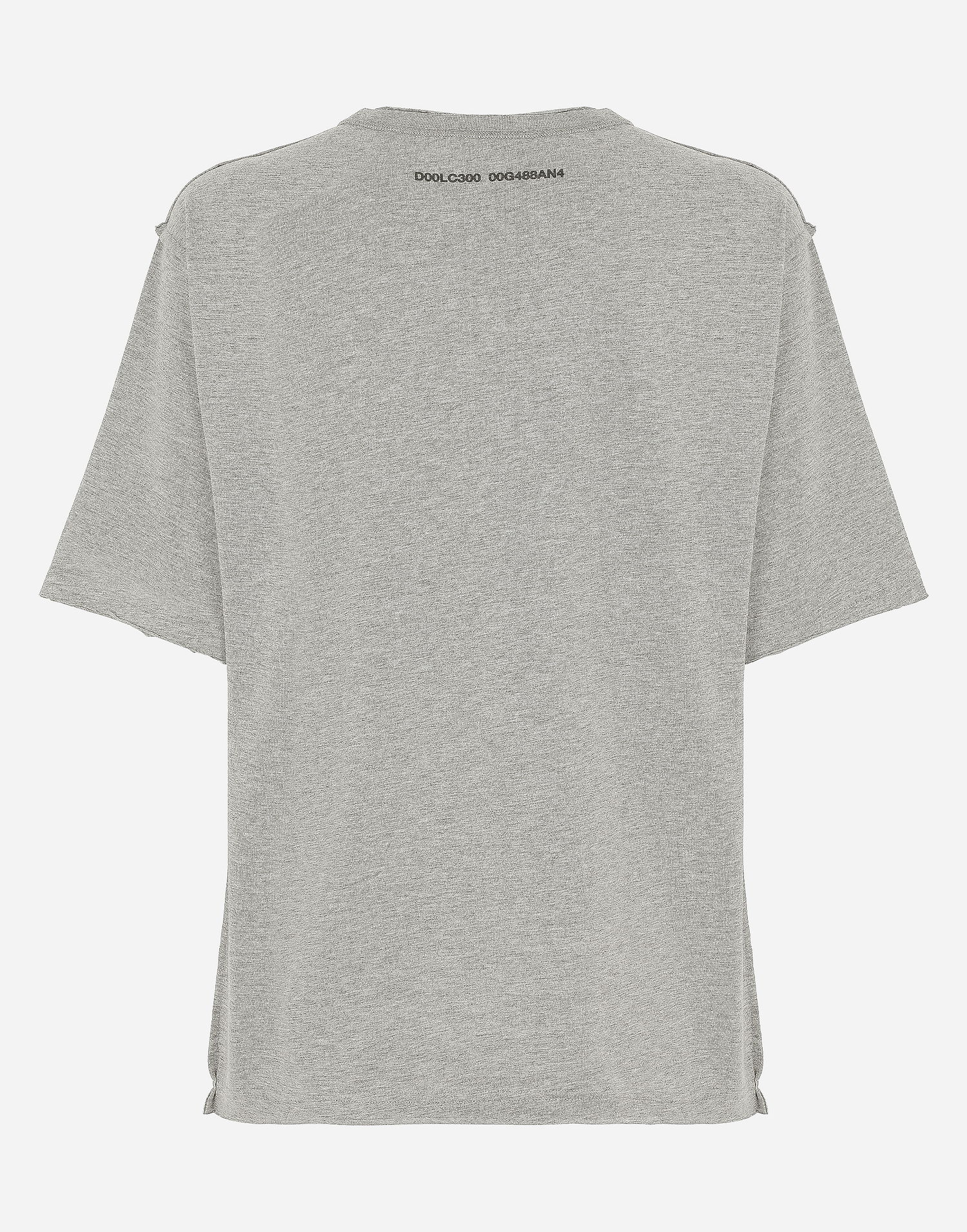 Tričko Dolce & Gabbana Cotton Interlock T-shirt With Logo Print Šedá | G8RF4TG7K0CS8290, 1