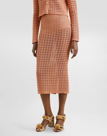 Sukňa Dolce & Gabbana Dolce & Gabbana Crochet Midi Skirt Oranžová | FXO27TJGMBHF0938, 1