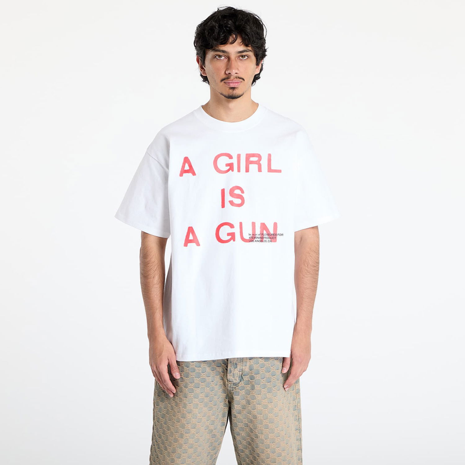 Tričko Pleasures PLEASURES Girl Is A Gun Graphic T-Shirt Biela | P25SU061 WHITE, 0
